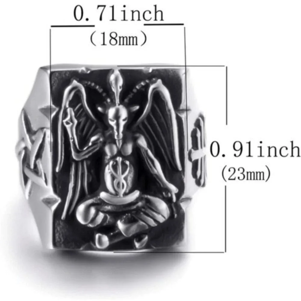 Stainless Steel Goat Satanic Punk Ring
